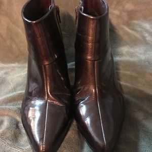 Gianni Bini Brown Patton Leather Booties